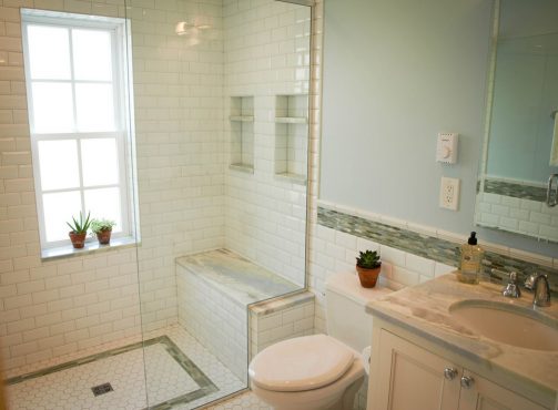 Shower rated window with tile surround answer the question of “what to do with that window” when considering a shower stall where one does not currently exist.