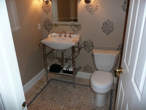 Custom Bathroom installation with modern tile flooring in Chagrin Falls Ohio